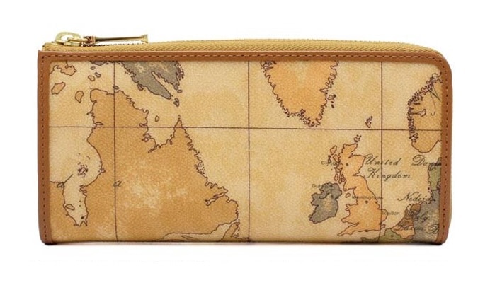 PRIMA CLASSE W035-6000 プリマクラッセ L字ファスナー長財布 ベージュ/キャメル/ゴールド /取寄品裁断箇所により地図柄が異なります