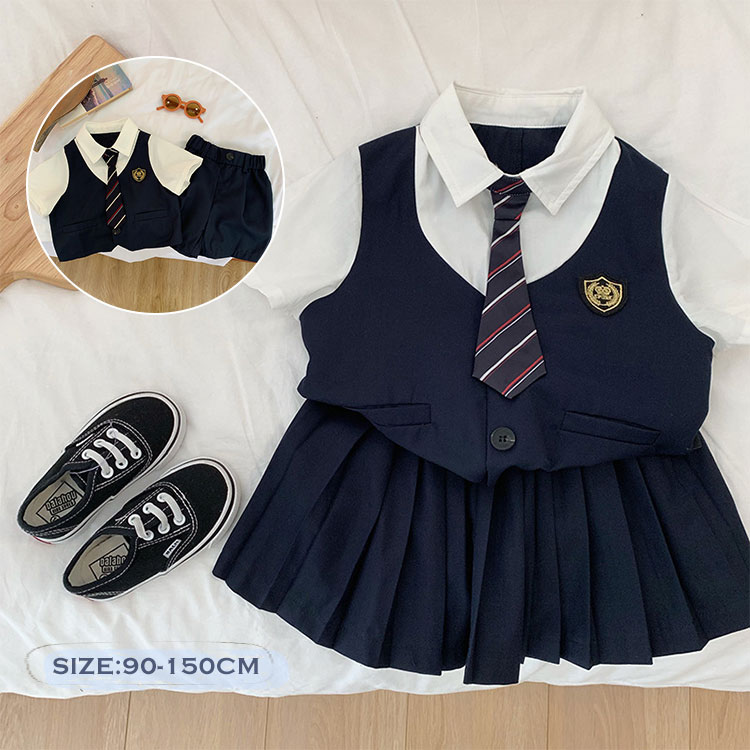 ベビー服 入学式 男の子 半袖 姉弟 スクールシャツ お祝い 制服 記念撮影 上下セット フォーマル 兄妹 女の子 キッズ 入園式 卒業式 お揃い コーデ 子供服 カジュアル スーツ セットアップ