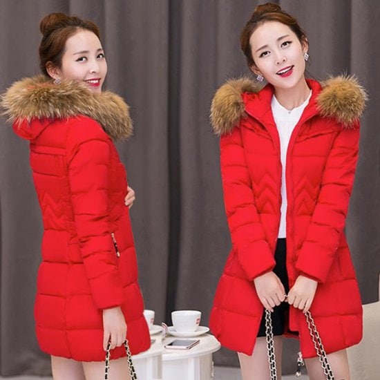 ダウンジャケット レディース アウター 羽織 ミドル丈ジャケット 長袖ジャケット ダウン ジャケット 中綿ジャケット フード付き ファー スリムフィット フロントジッパー カジュアル 防寒