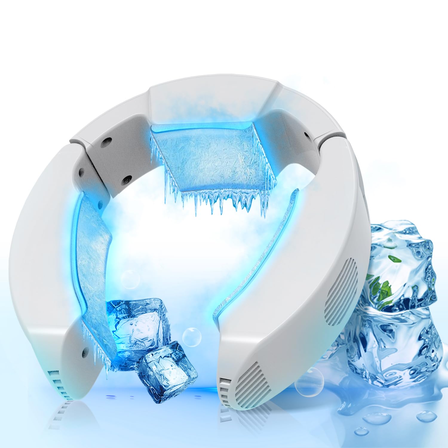 ネッククーラー 冷却プレード付き【2024最強冷却モデル&ペルチェ素子&-17℃瞬間冷却】首掛けクーラー ３つ冷却ブレート 強弱モード 首掛け扇