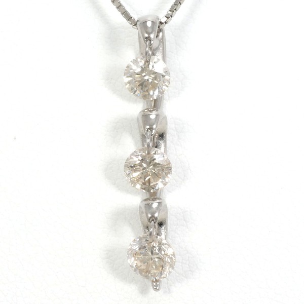 K18 18金 WG ホワイトゴールド ネックレス ダイヤ 1.10 鑑別書 ジュエリー 中古 65,120円