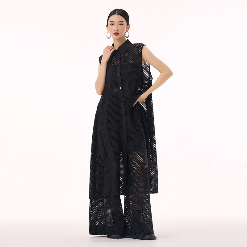 シアーシャツ ロングブラウス 春夏 ベストワンピース おしゃれ レディース チュニック 関連商品購入可能