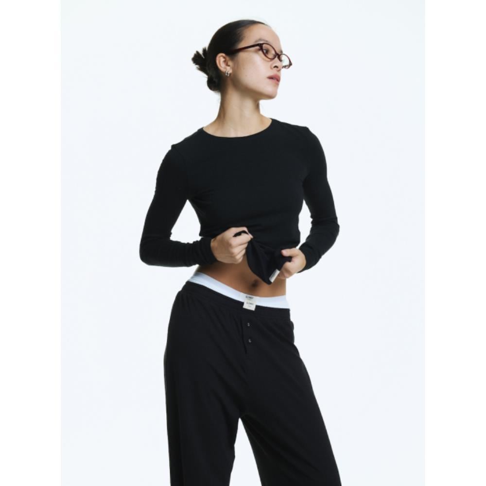 GLOWNY G MODAL LONG SLEEVE BLACK GC24WTLS003BK