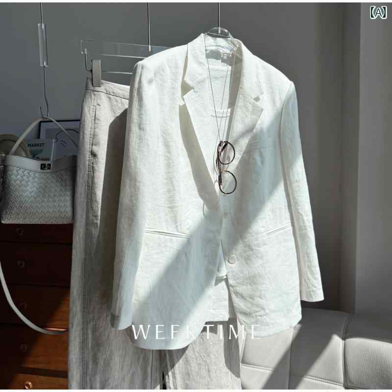 ビジネス　スーツ　ジャケット な 都会の 荒野 春の 風の 淡い 色のの リネン カジュアル スーツ 83832