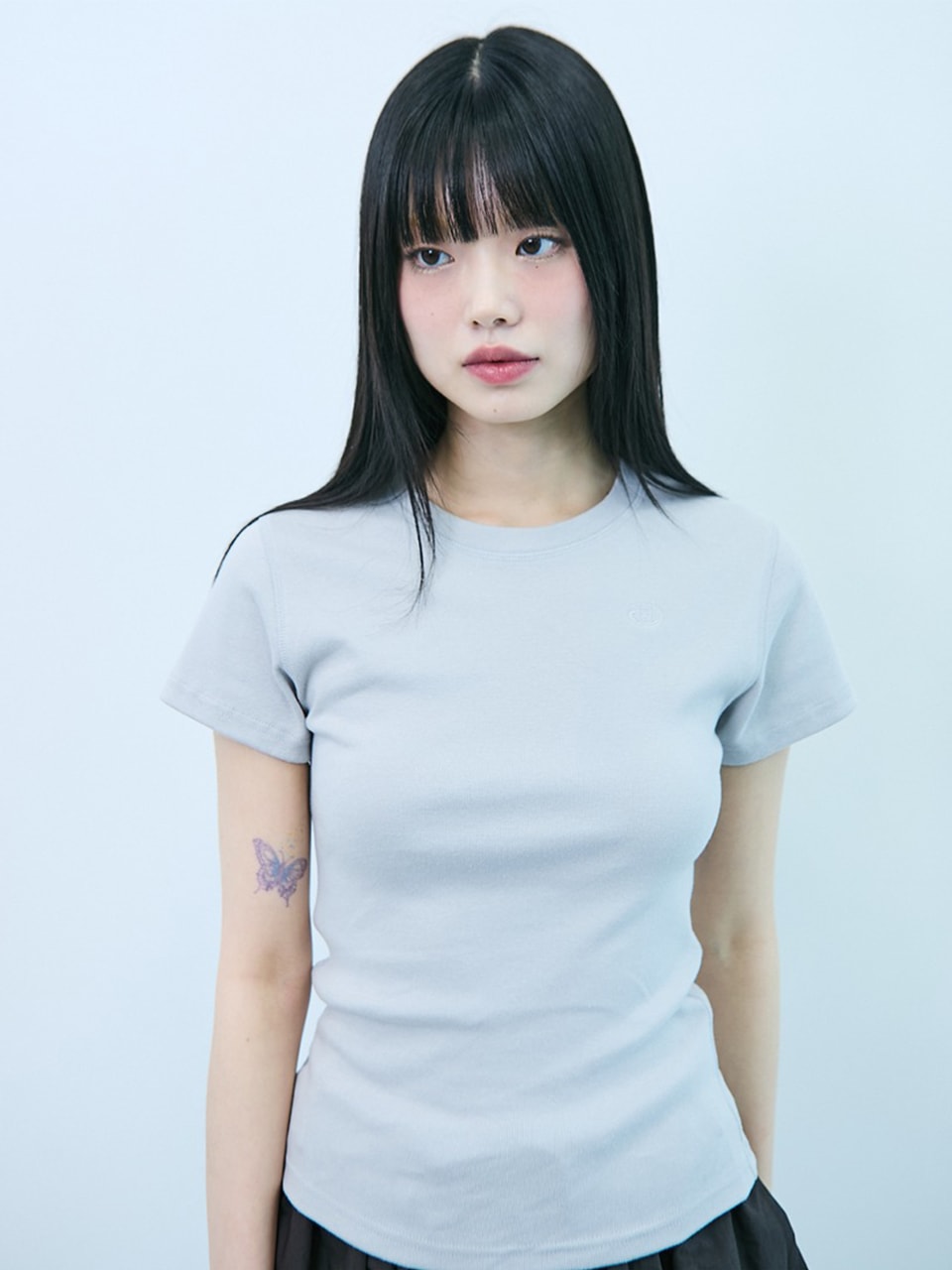 CH EMBROIDERED LOGO WOMAN T-SHIRT(GRAY)