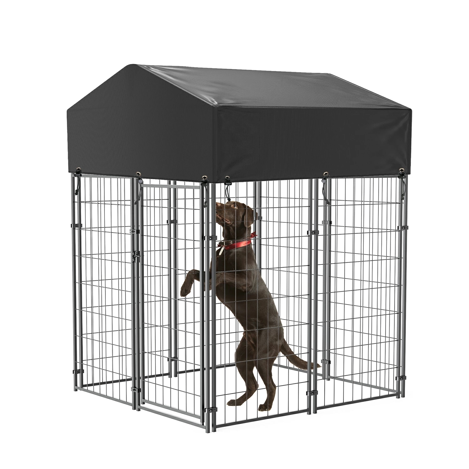 ペットサークル ペットフェンス 屋根付き 犬用ケージ 鶏小屋 屋外用犬小屋 大型犬/中型犬 幅120 ペットケージ パネル7枚 ドア1枚 折り畳み式 組立簡単 複数連結可能 カタチ変更可能