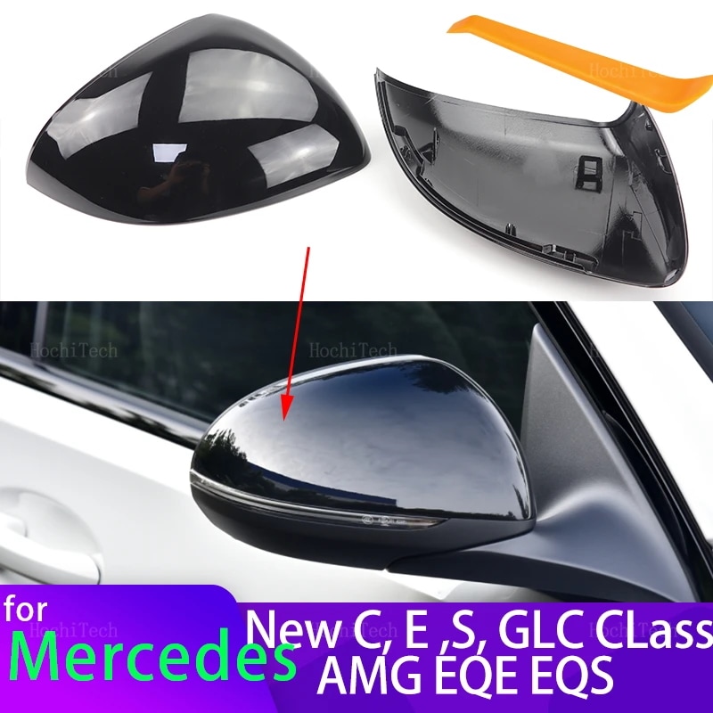 メルセデス C・E・S・GLCクラス W206 X206 S206 X254 W214 W223 EQE EQS AMG ブラック カーボン調 リアビューミラー ケース カバー アクセサリー 輸入品