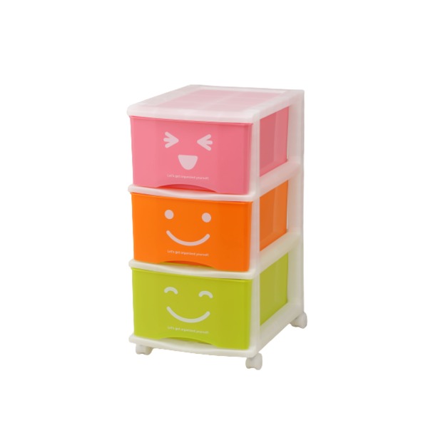 子供用 収納棚/収納ラック ハッピーケース 3段 334267cm 日本製 キャスター付き ポリプロピレン リビング