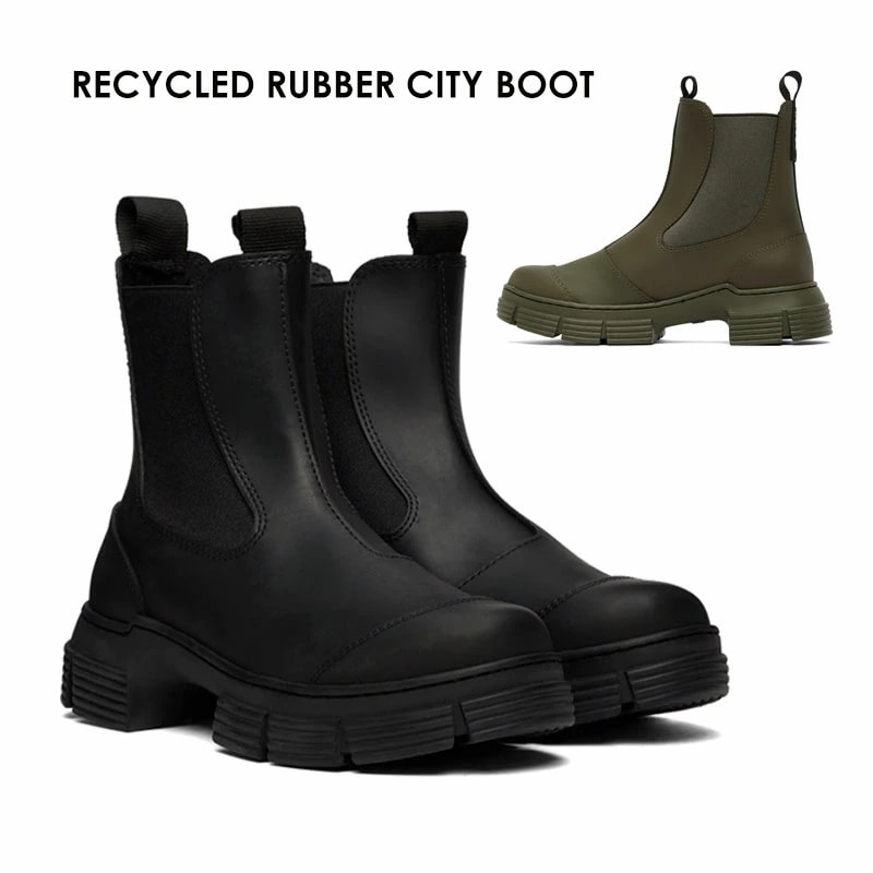RECYCLED RUBBER CITY BOOT S1912 シティ 厚底 レディース サイドゴア レインブーツ ブラックーキ