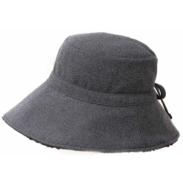 [帝人/エアロカプセル（R）使用]首筋まであったかリバーシブルおしゃれハット グレー/ブラック