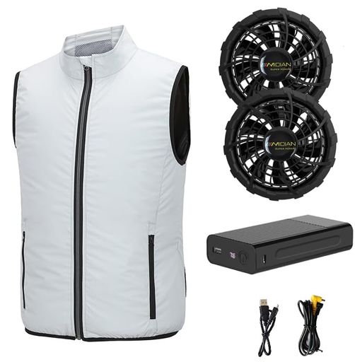 [MIDIAN] 空調作業服 ファン付き 25000MAH大容量 冷却服 ファン付きベスト 30Vバッテリーき作業服 5段階風量調節 PSE認証済 涼感 熱中症対策 作業着 夏用 熱中症対策 男女通用