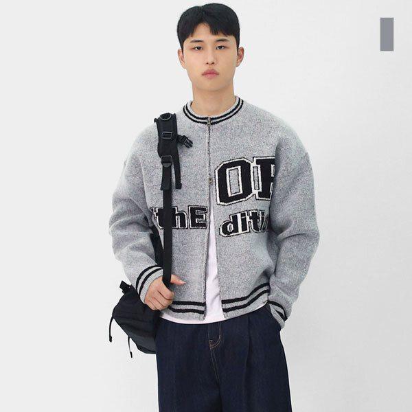 男女兼用オーバーサイズ ジャカード ツーウェイ ストリート レタリング カーディガン SCON036