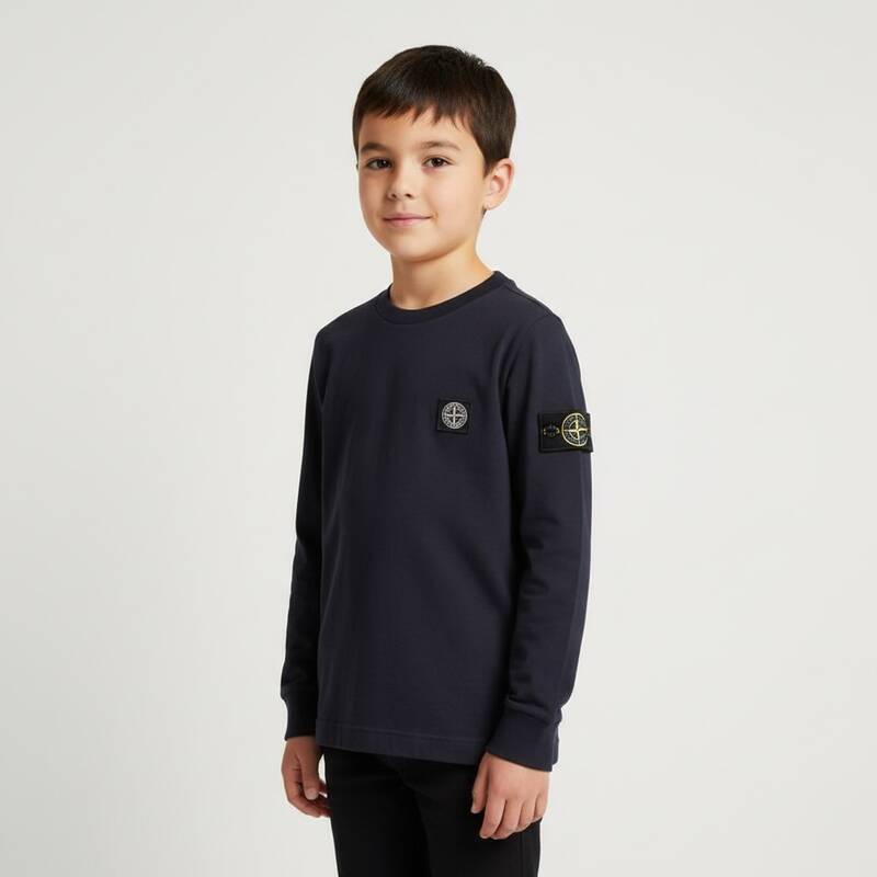 ディモント・ストーン キッズ ロゴパッチ ロングスリーブTシャツ（ネイビー） K1S16 2100003 S0047 V0020