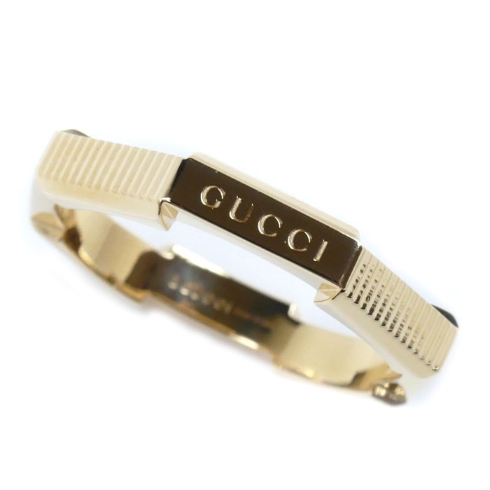 GUCCI グッチ K18YG イエローゴールド リンクトゥラブ ストライプ リング・指輪 19号 5.6g メンズ 中古 美品