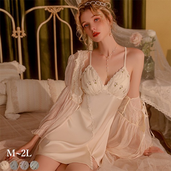 ベビードール パッド付き ナイトガウン キャミソール セット 小柄 セクシー 部屋着 レディース パジャマ ルームウェア 春 秋 冬 セットアップ プレゼント ギフト お揃い 友達 恋人 夫婦ナイトウ