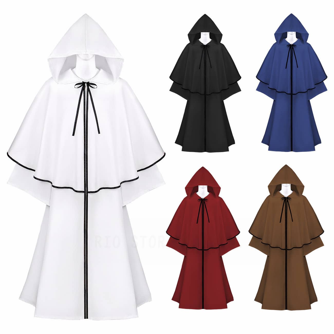 ハロウィン 白 青 黒 レッド ブラウン マント フード付き コスプレ 大人 レディース メンズ 団体 コスチューム 魔法使い ローブ 僧侶 死神 吸血鬼 ドラキュラ バンパイア 男性 女性 ハロウィ