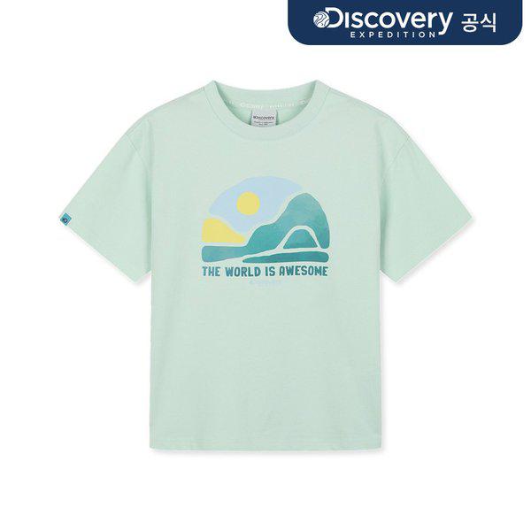 キッズ フレッシュベント サンライズ グラフィック 半袖Tシャツ (L/MINT) _