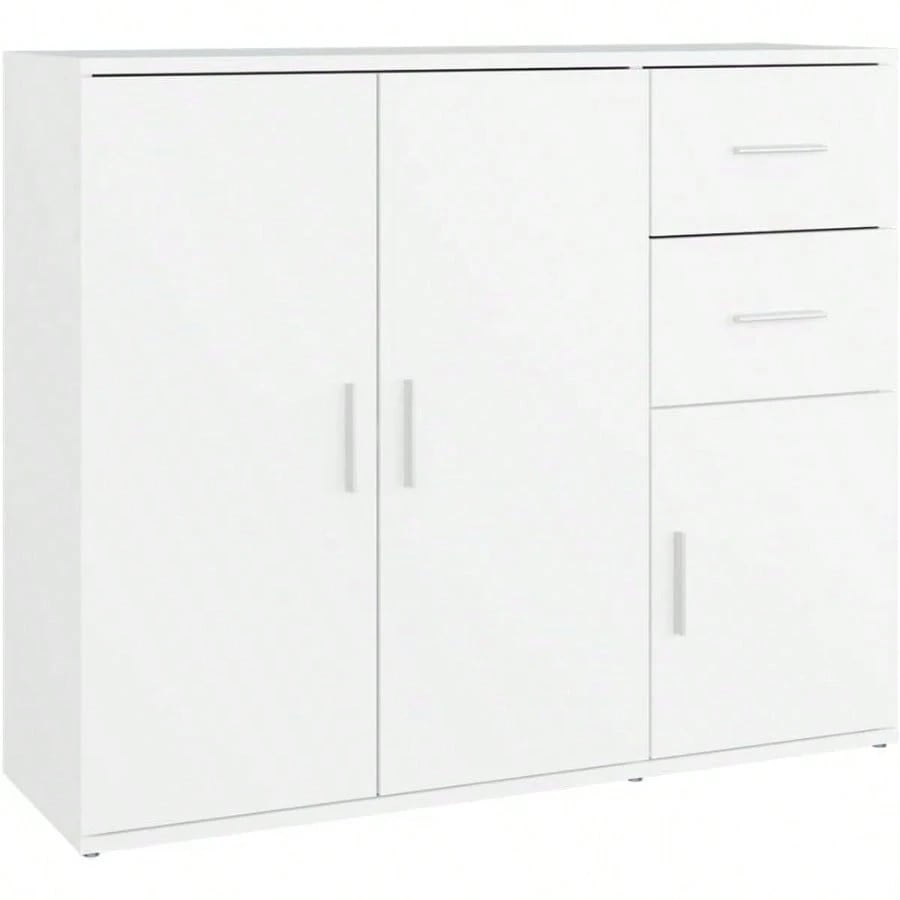 サイドボード ホワイト 91x29.5x75cm エンジニアリングウッド サイドボードキャビネット 収納キャビネット サイドキャビネット カップボード ハイボード サイドボード ホームオーガナイザー