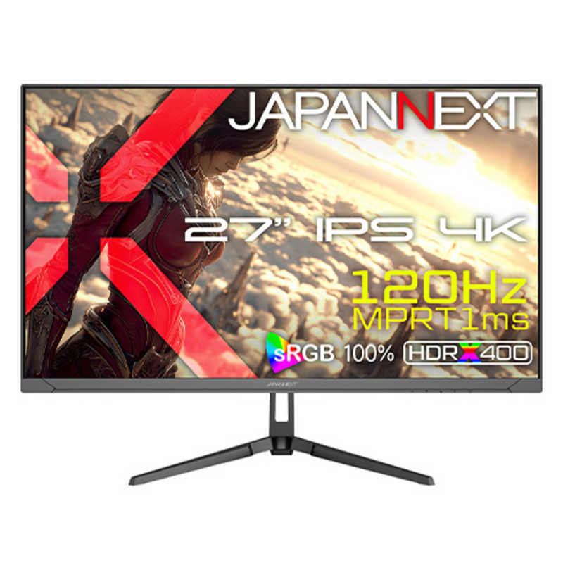 JAPANNEXT　IPSパネル搭載 4Kゲーミングモニター ［27型 / 4K(3840×2160) / ワイド / 120Hz］ (2年保証)　JN-i27G120U2