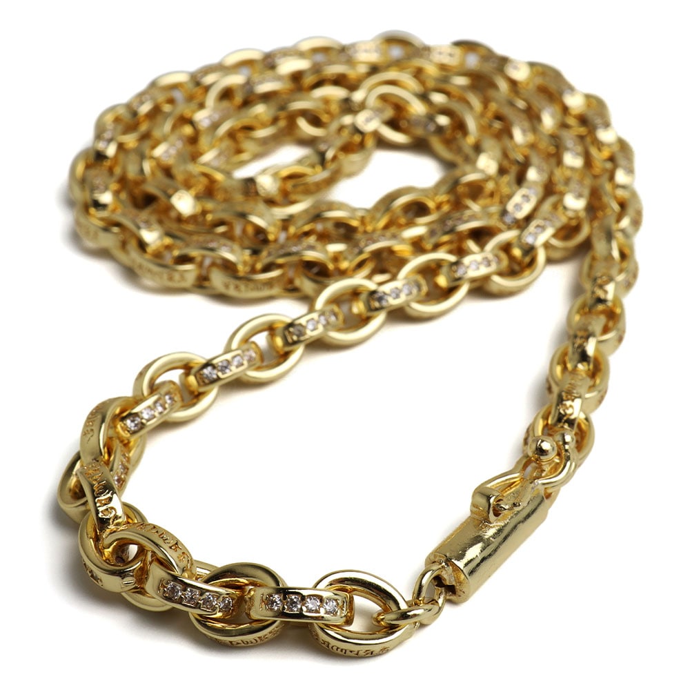 六字真言が刻まれた唯一無二のペーパーチェーンネックレスゴールド [n1212-gold]