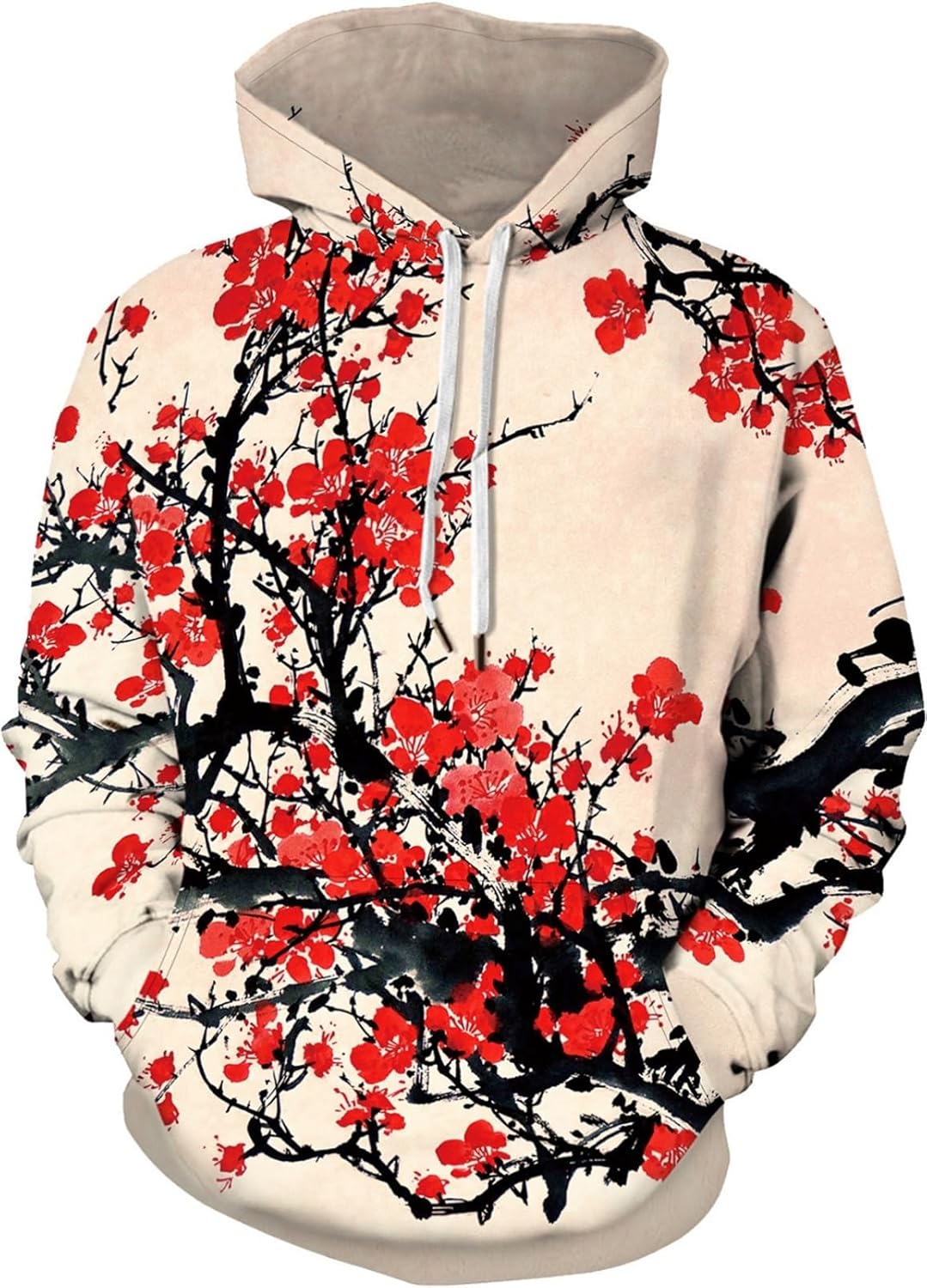 フードパーカー 梅柄 山水風景 メンズ 秋冬 プルオーバー 3dプリント 長袖 アウター フード付 ペアルック ストリート系 シンプル ファッション スウェット カジュアル ストリート 散歩