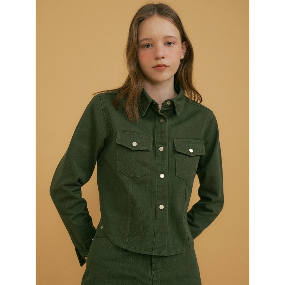 REORG ポッドクロップデニムジャケット カーキ