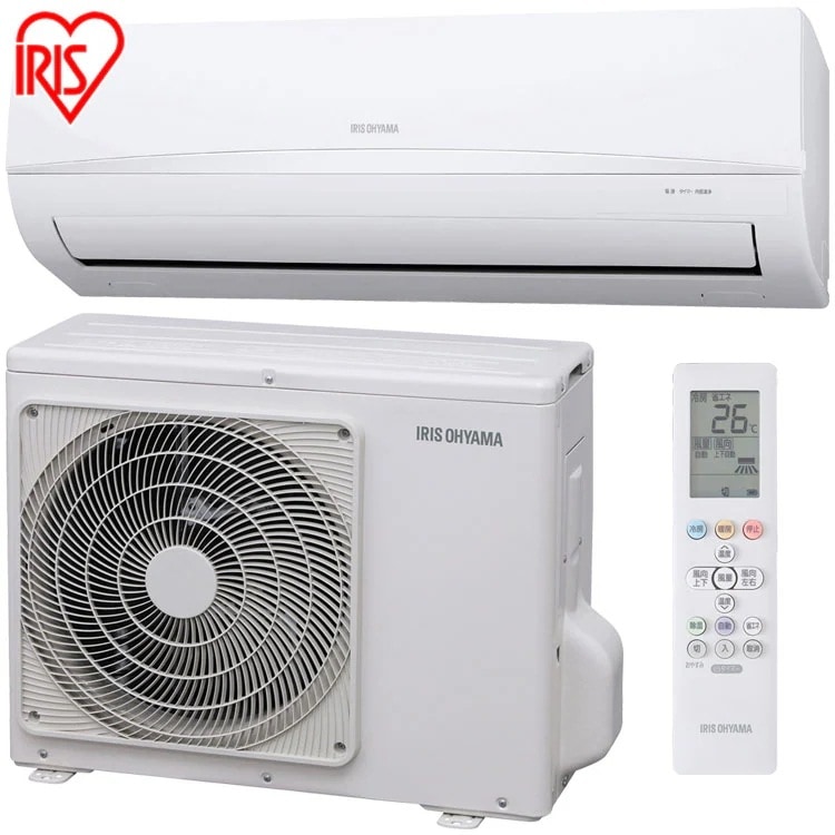 2024年モデル エアコン 6畳 工事無し 室外機セット 家庭用 シンプル 新生活 リモコン付き タイマー 2.2kW ホワイト アイリスオーヤマ IRR-2224C[B] メガ割