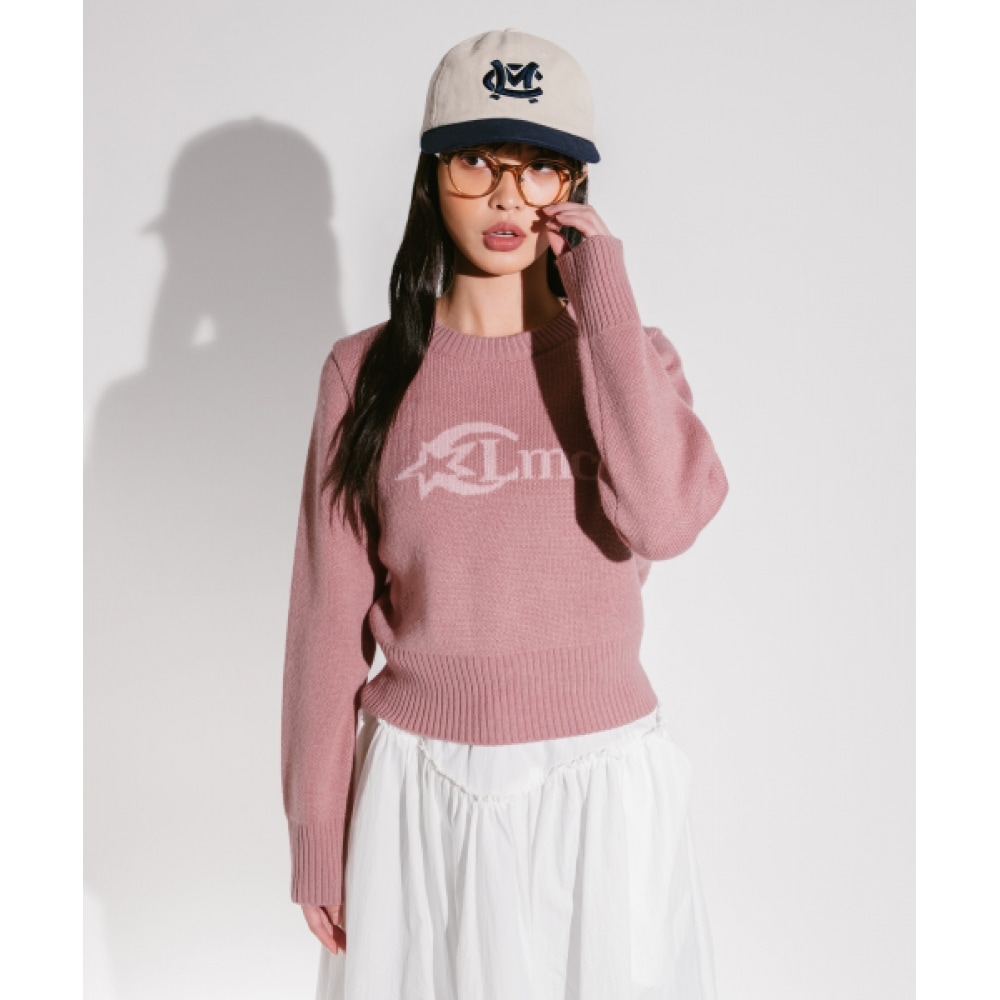 LMC WM スターロゴクロップドニットピンク