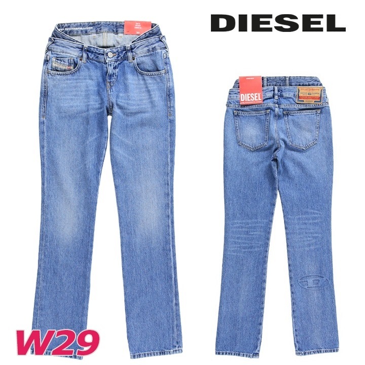 ダブルウエスト ジーンズ デニム オーバルD 右後ろ脚 ふくらはぎ エンボス加工 パンツ レディース D-SEL-FS die-l-p-f4-843