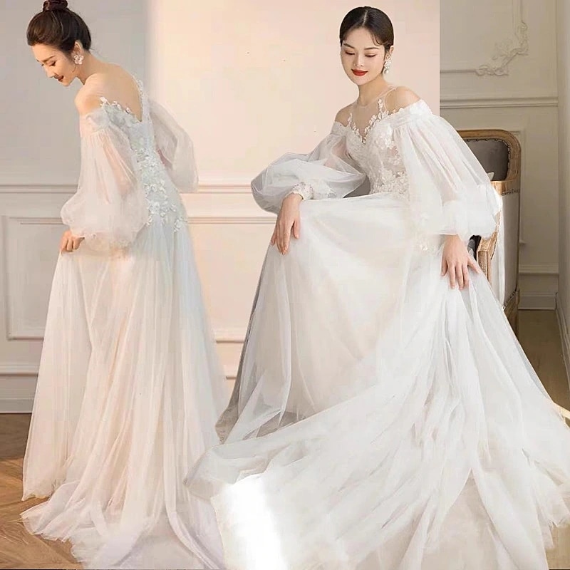 ウェディングドレスタキシード 二次会 パーティードレス 花嫁 海外挙式 お呼ばれドレス フォト 披露宴演奏会用ドレス 発表会 夢の花のフランス宮廷振り袖プリンセスのウェディングドレス 韓国ファッション