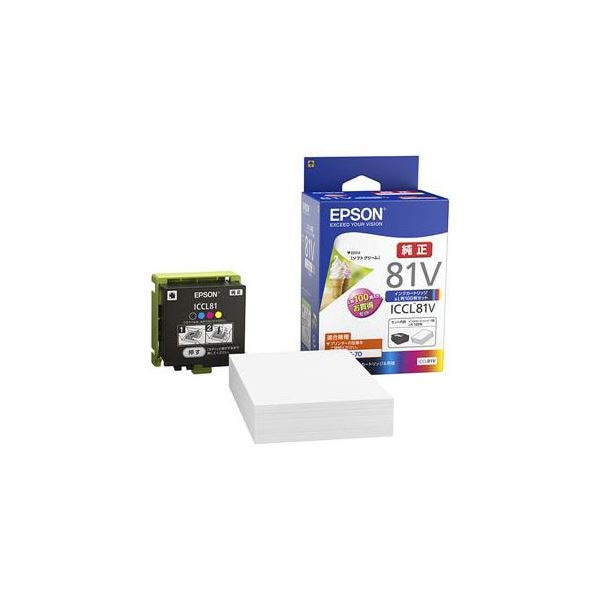 EPSON 純正 4色一体型インクカートリッジ+写真用紙L判100枚セット ICCL81V 7,459円