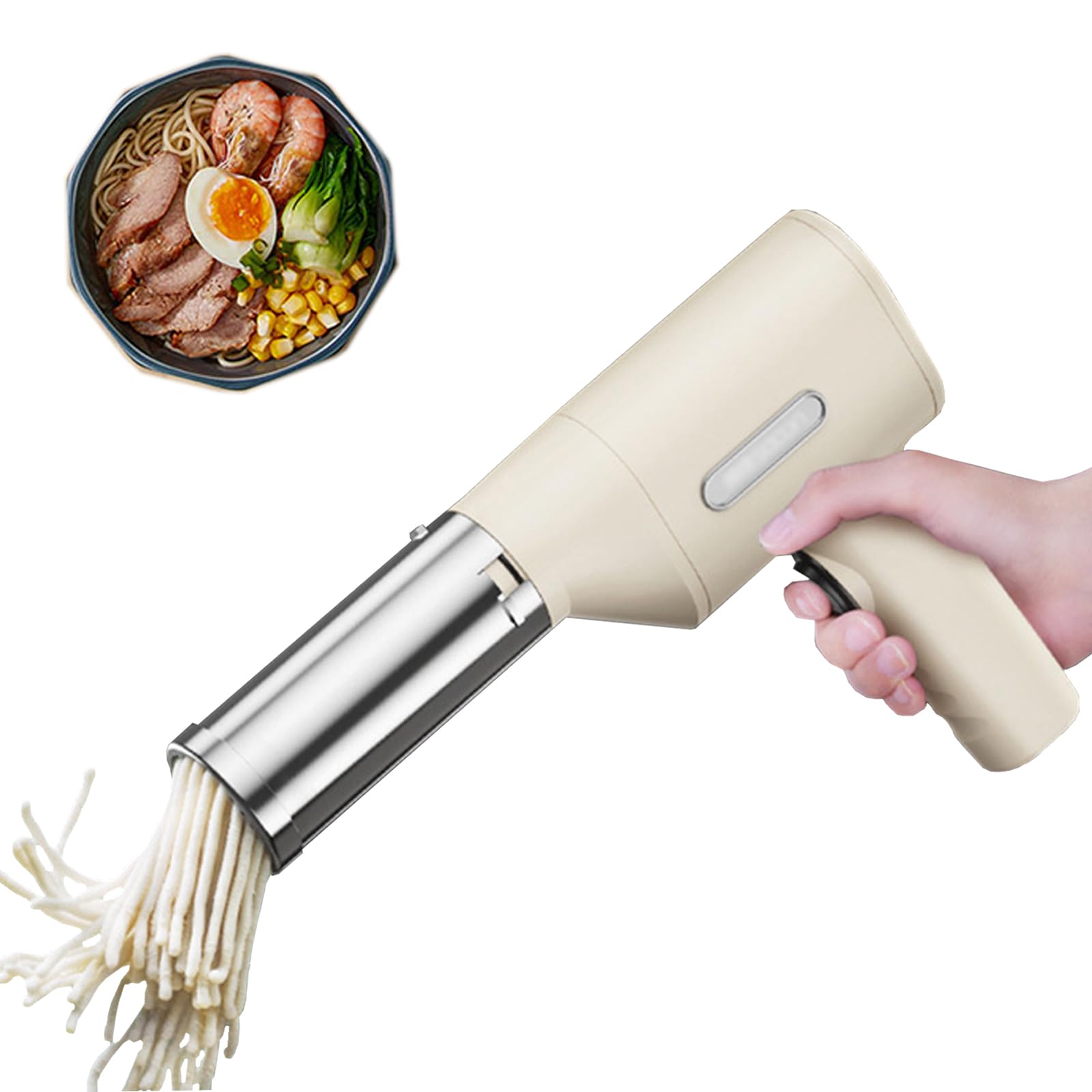 モンブラン絞り器-約1極細モンブラン絞り機，ポータブルモーターは新鮮なパスタを作ることができます，モンブランしぼり器適用可能な家族ヌードルレストラン (5つの金型, White）