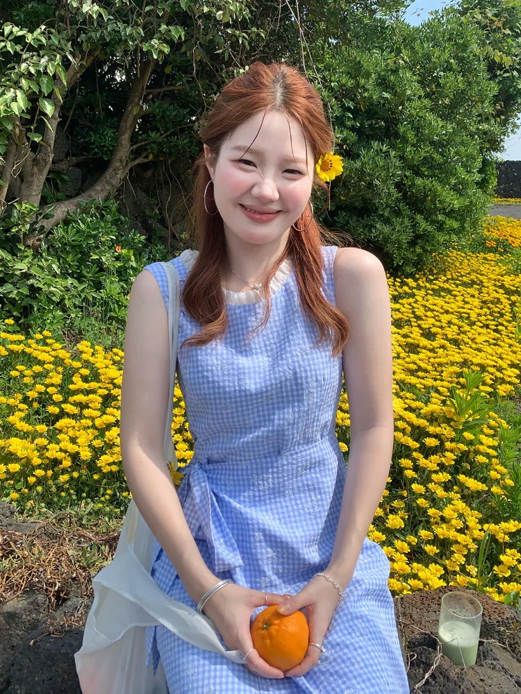 韓国版 シック こうし チョッキ着 ワンピース 女 小さな丸首 袖なし 夏 リゾートスカート
