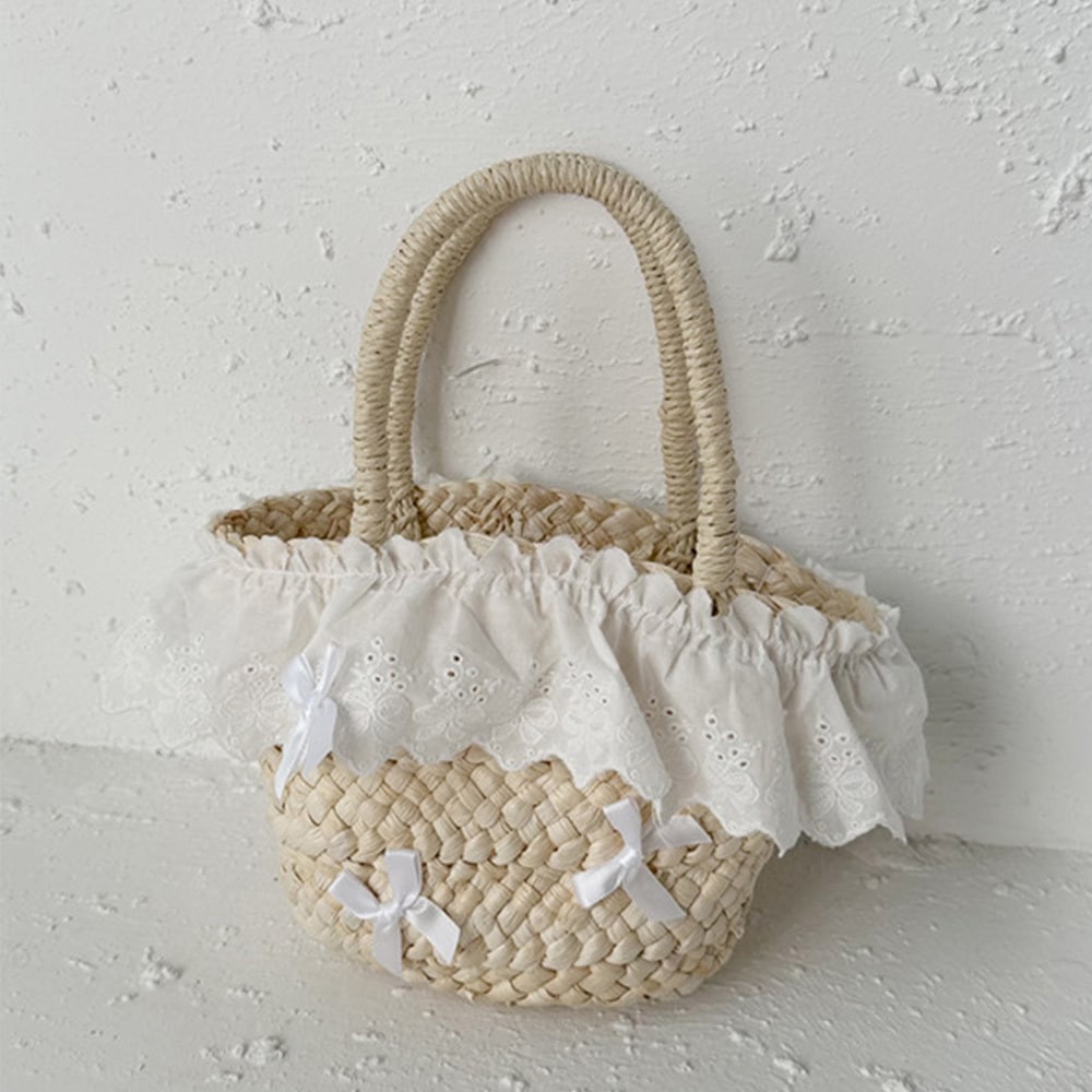 라탄 프릴 토트백 미니 탑핸들백