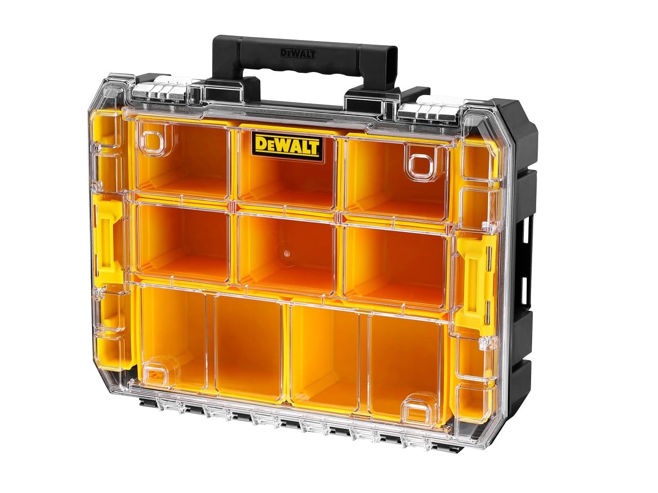 デウォルト(DEWALT) TSTAK オーガナイザー 工具箱 収納ケース ツールボックス 透明蓋 脱着トレー 積み重ね収納 ネジ ビット 小物 入れ IP54 坊塵 防水 設計 DWST82968-