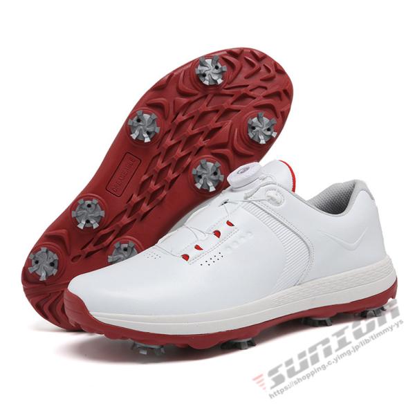 ゴルフ ゴルフシューズ ダイヤル式 ソフトスパイク メンズ スパイクシューズ スニーカー 靴 紳士 防水 人工皮革
