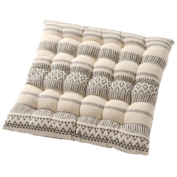 インド綿使用 シートクッション/座布団 [2枚組 ブラック] 40x40cm 『テラ』