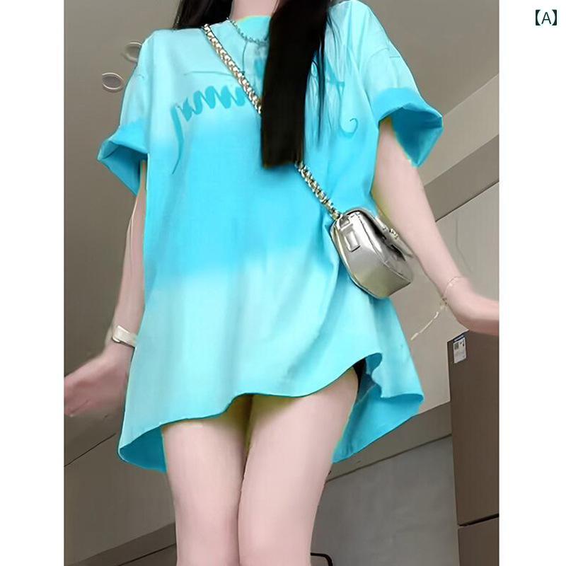 レディース トップス カジュアル おしゃれ 大きめ 半袖 Tシャツ 夏 ヒップ カバー スタイリッシュに 丈 ボトムス