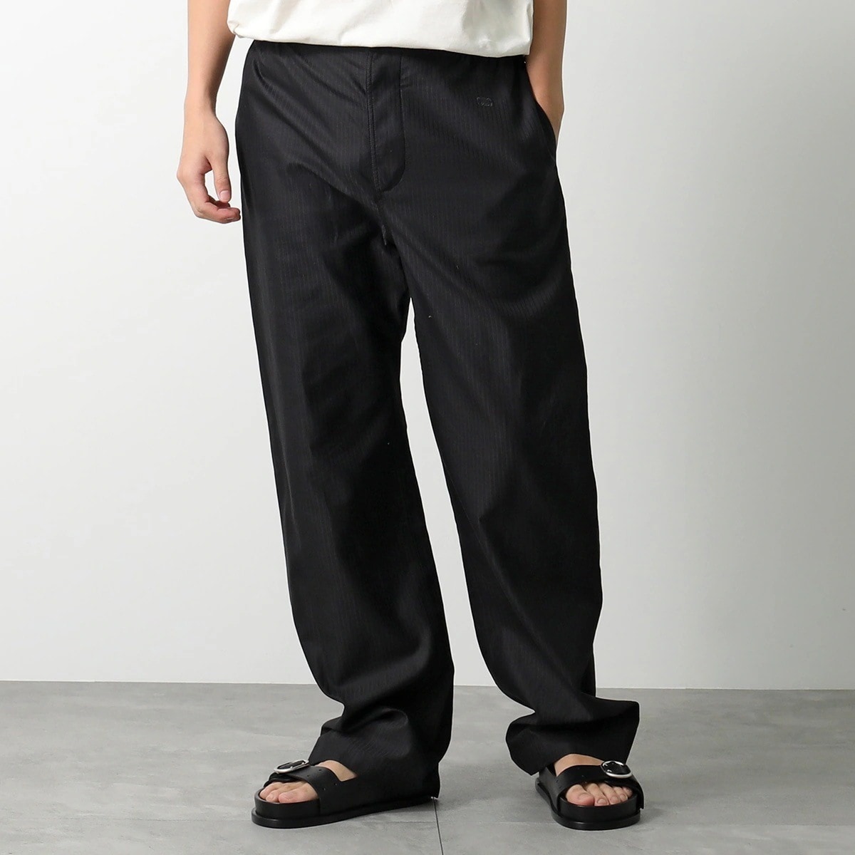 CELINE セリーヌ パンツ 2P01A645R.38NO メンズ リラックスフィット ロング ストレート コットン ワイド ロゴ ブラック 【mega】