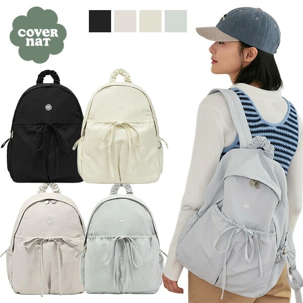 Clover Heart Shirred Nylon Backpack 15インチ ノートパソコン 収納バックパック カジュアルバックパック