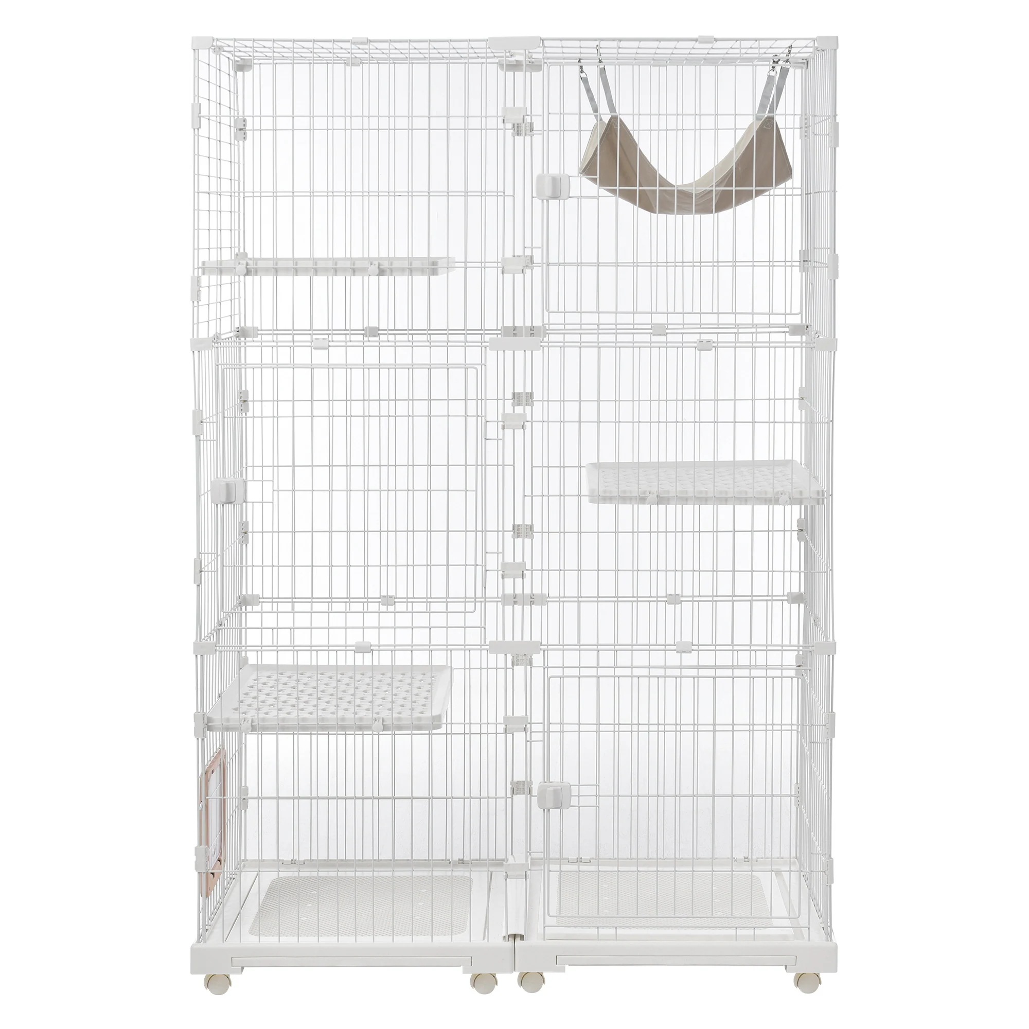 33猫 ケージ キャットケージ 3段 幅広設計 自由組み合わせ トレー付き 猫ドア付き ハンモック付き 大型 猫ゲージ 高級感 おしゃれ キャットハウス ネコ ハウス 多段 留守番 保護