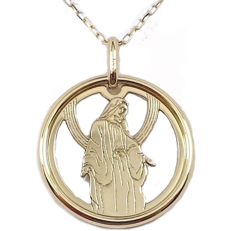 K18コイン風ペンダントネックレス マリア モチーフ