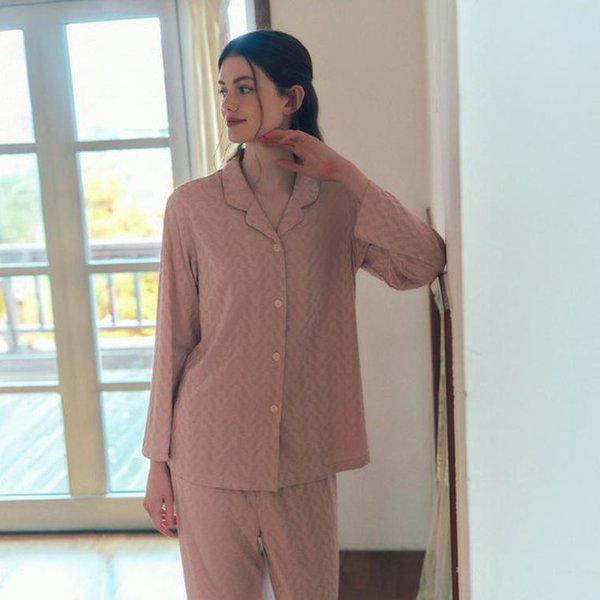 （正常）カップルパジャマ コートナ Vロゴ ジャカード 女性パジャマ_A VPA4564W_A