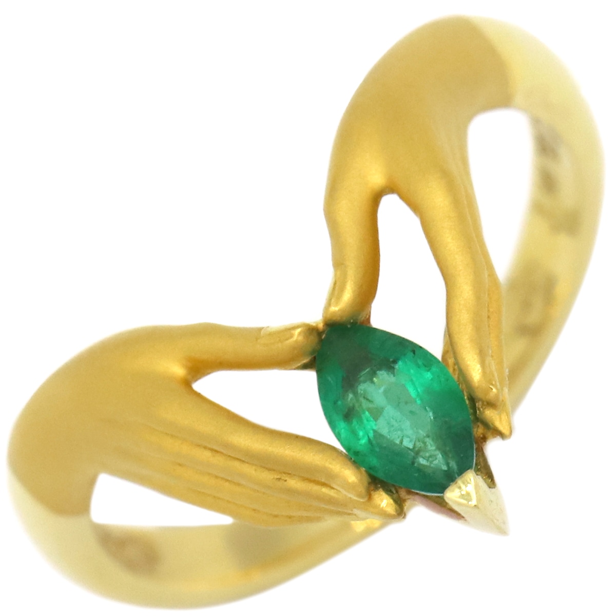 カレライカレラ Carrera y Carrera リング 指輪 ハンドモチーフ エメラルドリング K18YG エメラルド イエローゴールド 18金 750 イエローゴールド 手モチーフ 12号【中