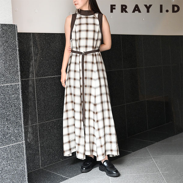 【SALE50%OFF】 【即納】 フレイアイディー FRAY I.D ワンピース 24秋冬 バックリボンノースリチェックAラインワンピース ロング丈 ノースリーブ fwfo244130 12,122円