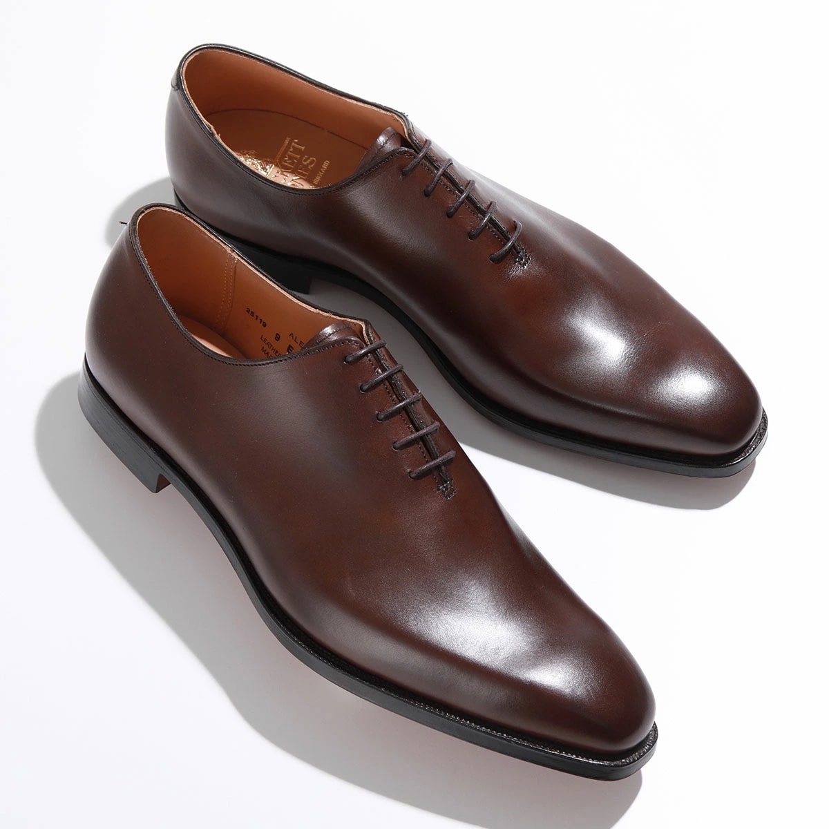 CROCKETT&JONES クロケットアンドジョーンズ レザーシューズ ALEX アレックス 25119A B02L1 メンズ プレーントゥ ホールカット ワイズE 革靴 Dark Brown