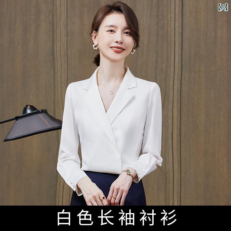 レディース ファッション ビジネス オフィス 制服 上品 フォーマル エレガント 白 シャツ 夏 サテン ノンアイロンシャツ スーツ スリム 職場 8,010円