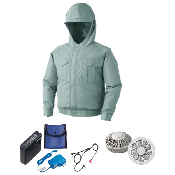 【新品】KU90810 空調服 R ポリエステル製フード付き 服のみ チャコール 5L KU90810 空調服 ポリエステル製フード付 FAN2200B/LISUPER1 緑