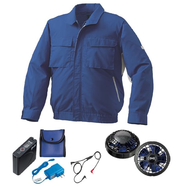 KU91910空調服 綿ポリ混紡 脇下マチ付2 FAN2400SPBB/LISUPER1 青x銀3L