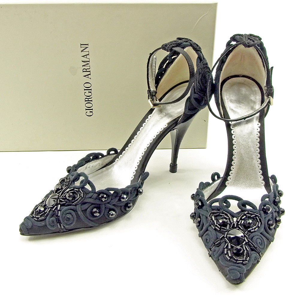 ジョルジオ アルマーニ パンプス #34 1　2 刺繍 GIORGIO ARMANI 中古 C4234